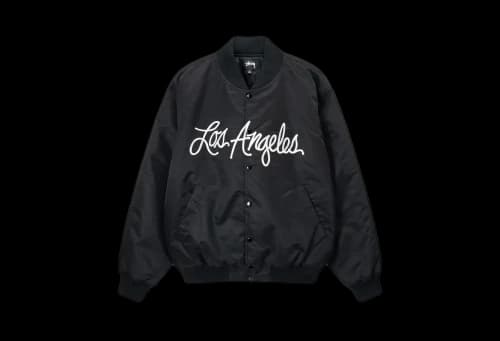 Stussy LA Chapter Satin Varsity Jacket Black (FW22)