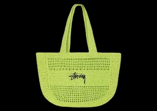 Stussy Raffia Tote Bag Lime