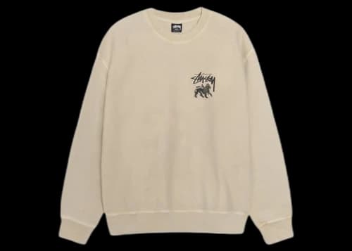 Stussy Rasta Lion Pigment Dyed Crew Khaki