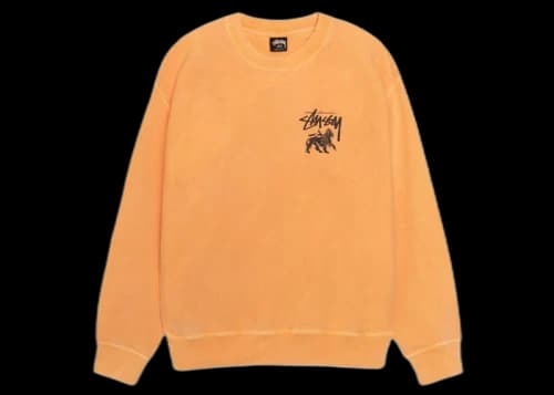Stussy Rasta Lion Pigment Dyed Crew Orange