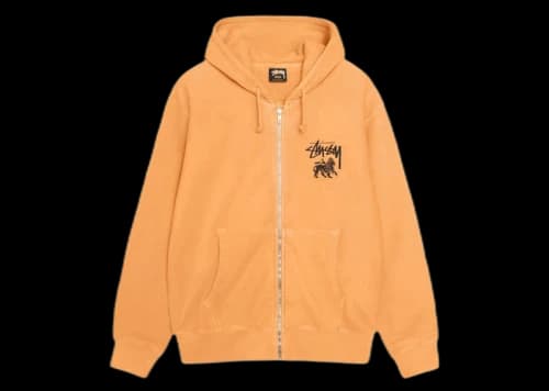 Stussy Rasta Lion Zip Pigment Dyed Hoodie Orange