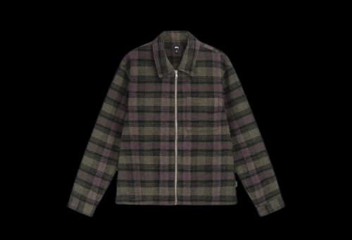 Stussy Reed Wool Plaid Zip Shirt Green (FW22)
