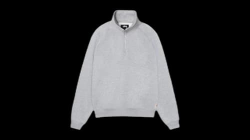 Stussy Relaxed Half Zip Sweatshirt Grey Heather