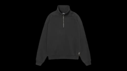 Stussy Relaxed Half Zip Sweatshirt Washed Black