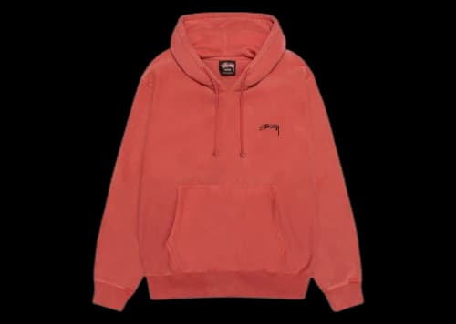 Stussy Smooth Stock Pigment Dyed Hoodie Guava