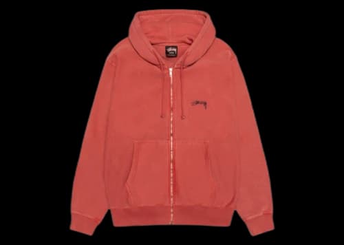 Stussy Smooth Stock Pigment Dyed Zip Hoodie Guava