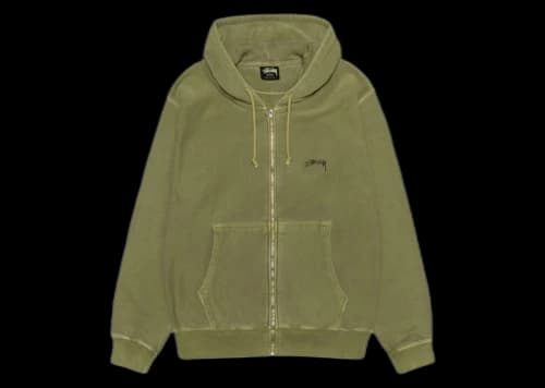 Stussy Smooth Stock Pigment Dyed Zip Hoodie Olive