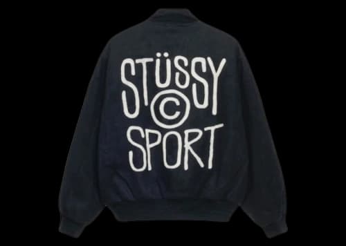 Stussy Sport Melton Varsity Jacket Black