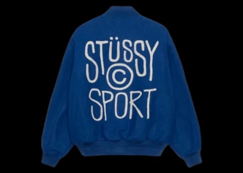 Stussy Sport Melton Varsity Jacket Royal