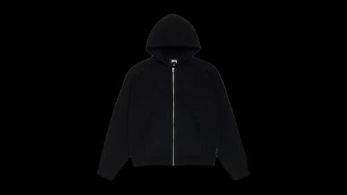 Stussy Textured Zip Hooded Sweater Black