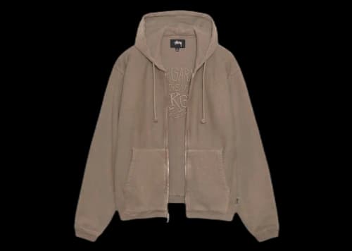 Stussy Waffle Lined Zip Hoodie Brown