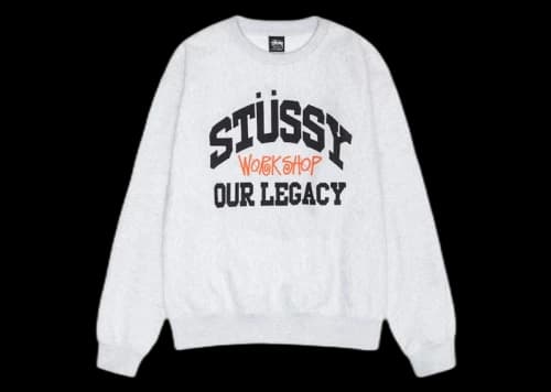 Stussy x Our Legacy Ol Collegiate Crewneck Ash Heather