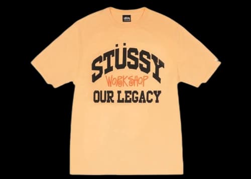 Stussy x Our Legacy Work Shop Collegiate Pigment Dyed Tee Peach