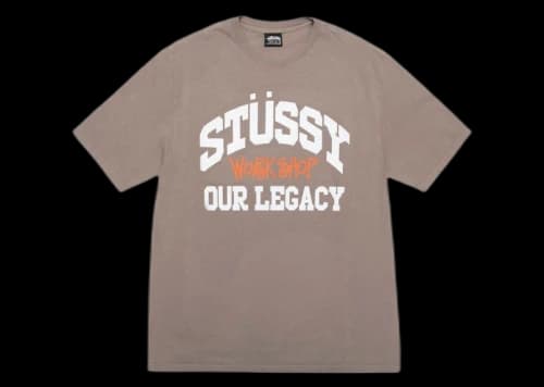 Stussy x Our Legacy Work Shop Collegiate Pigment Dyed Tee Taupe