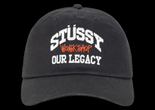 Stussy x Our Legacy Work Shop Low Profile Trucker Cap Black