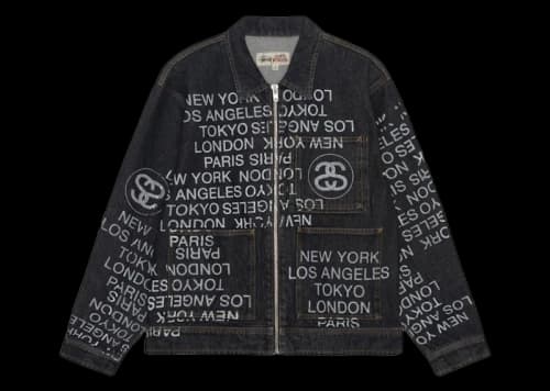 Stussy Zip Work Denim City Link Jacket Washed Black