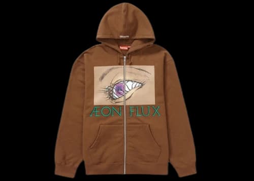 Supreme Aeon Flux Zip Up Hooded Sweatshirt Brown