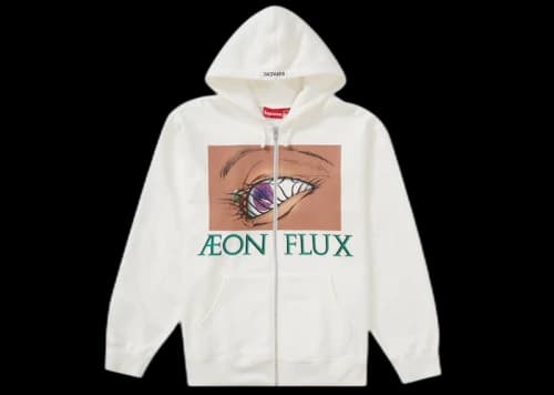 Supreme Aeon Flux Zip Up Hooded Sweatshirt White