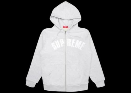 Supreme Arc Logo Thermal Zip Up Sweatshirt Ash Grey