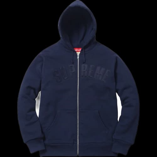 Supreme Arc Logo Thermal Zip Up Sweatshirt Navy
