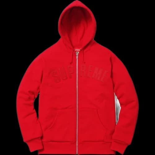 Supreme Arc Logo Thermal Zip Up Sweatshirt Red