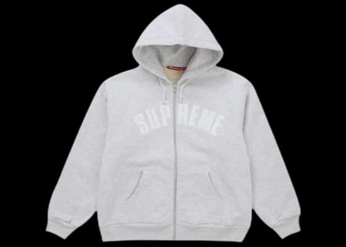 Supreme Arc Thermal Lined Zip Up Hooded Sweatshirt Ash Grey