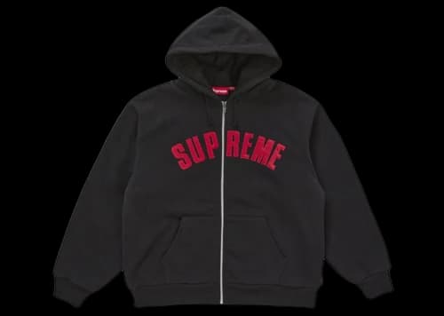Supreme Arc Thermal Lined Zip Up Hooded Sweatshirt Black