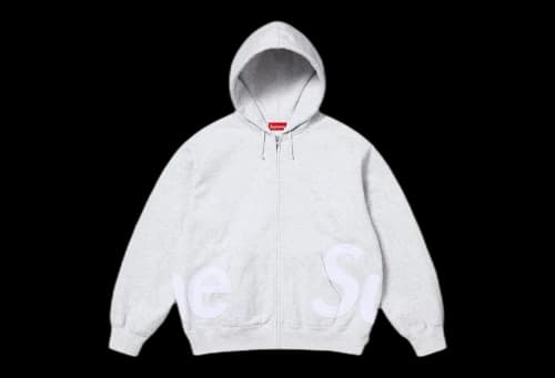 Supreme Big Logo Zip Up Hooded Sweatshirt 'Ash Grey' (SS25)