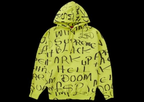 Supreme Black Ark Hooded Sweatshirt Fluorescent Yellow