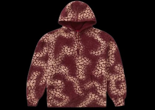 Supreme Bleached Leopard Hooded Sweatshirt Cardinal