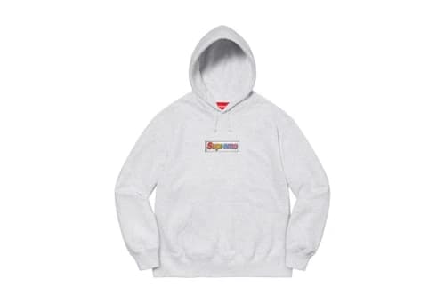 Supreme Bling Box Logo Hooded Sweatshirt Ash Grey (SS22)