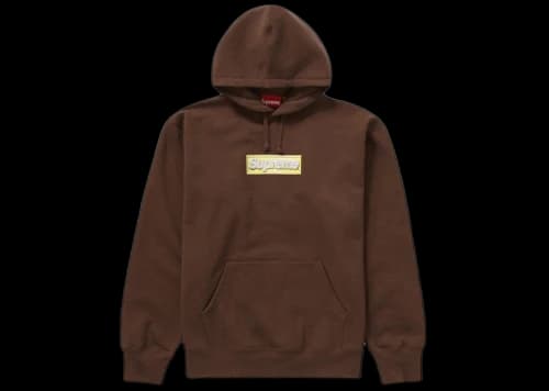 Supreme Bling Box Logo Hooded Sweatshirt Dark Brown
