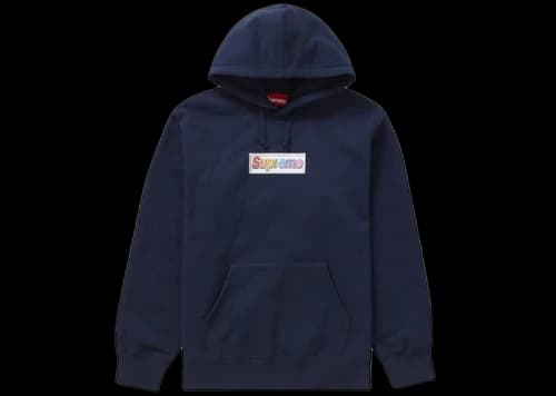 Supreme Bling Box Logo Hooded Sweatshirt Navy