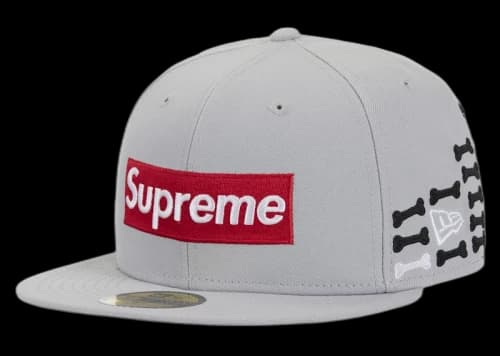 Supreme Bones Box Logo New Era 59Fifty Fitted Hat Grey