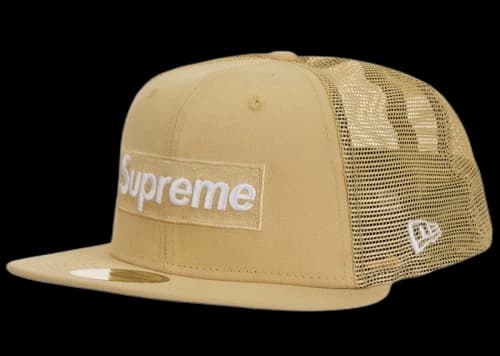 Supreme Box Logo Mesh Back New Era Cap SS24 Light Gold