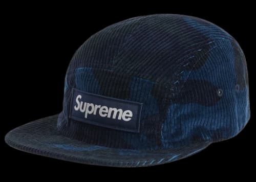 Supreme Camo Corduroy Camp Cap Navy Camo