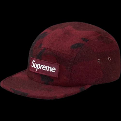 Supreme Camo Wool Camp Cap Burgundy
