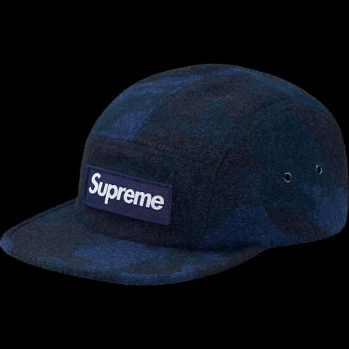 Supreme Camo Wool Camp Cap Navy