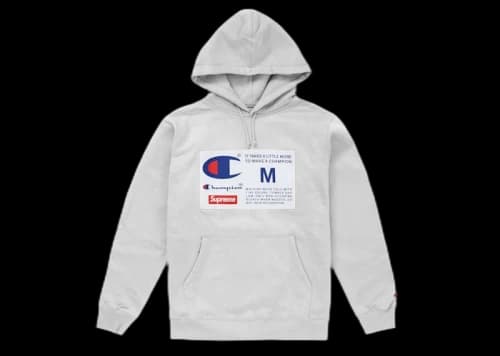 Supreme Champion Label Hooded Sweatshirt Ash Grey