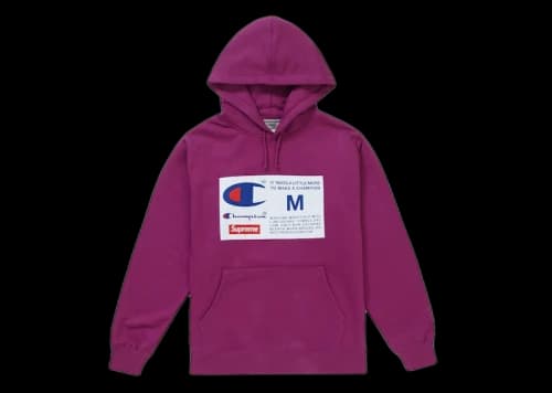 Supreme Champion Label Hooded Sweatshirt Bright Purple