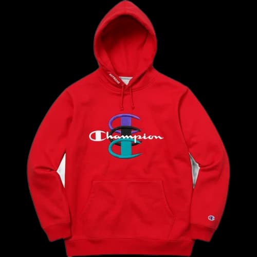 Supreme Champion Stacked C Hooded Sweatshirt Red