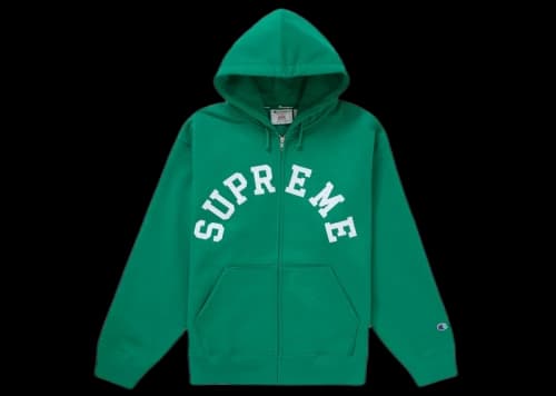 Supreme Champion Zip Up Hooded Sweatshirt Green