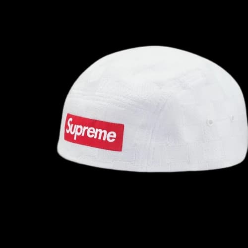 Supreme Checker Weave Camp Cap White