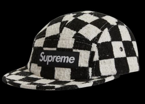 Supreme Checkerboard Boucle Camp Cap Black