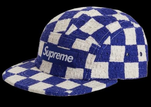 Supreme Checkerboard Boucle Camp Cap Royal