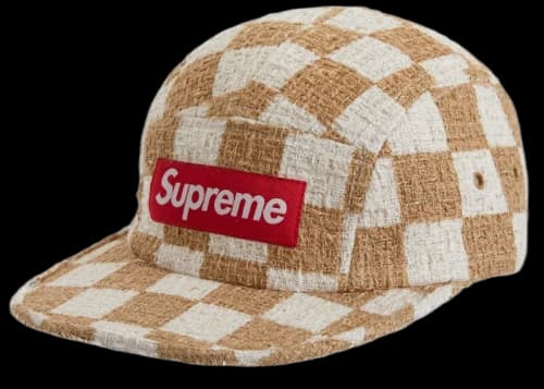 Supreme Checkerboard Boucle Camp Cap Tan