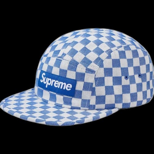Supreme Checkerboard Camp Cap Blue