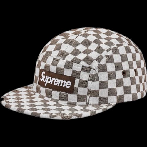 Supreme Checkerboard Camp Cap Brown