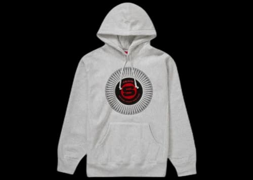 Supreme Chenille Applique Hooded Sweatshirt Ash Grey