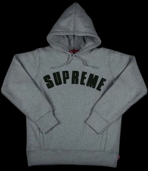 Supreme Chenille Arc Logo Hooded Sweatshirt Grey